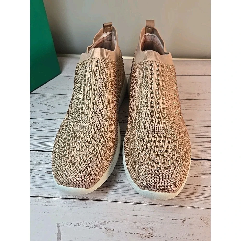 Lauren Lorraine Carin Women's Size 11‎ Rose Gold Slip-On Sneakers Shoes Bling
